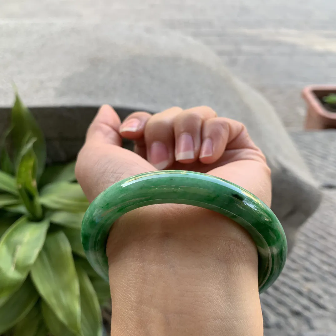 圈口 54.7-10.5【满绿圆条手镯】圆条54 55可戴