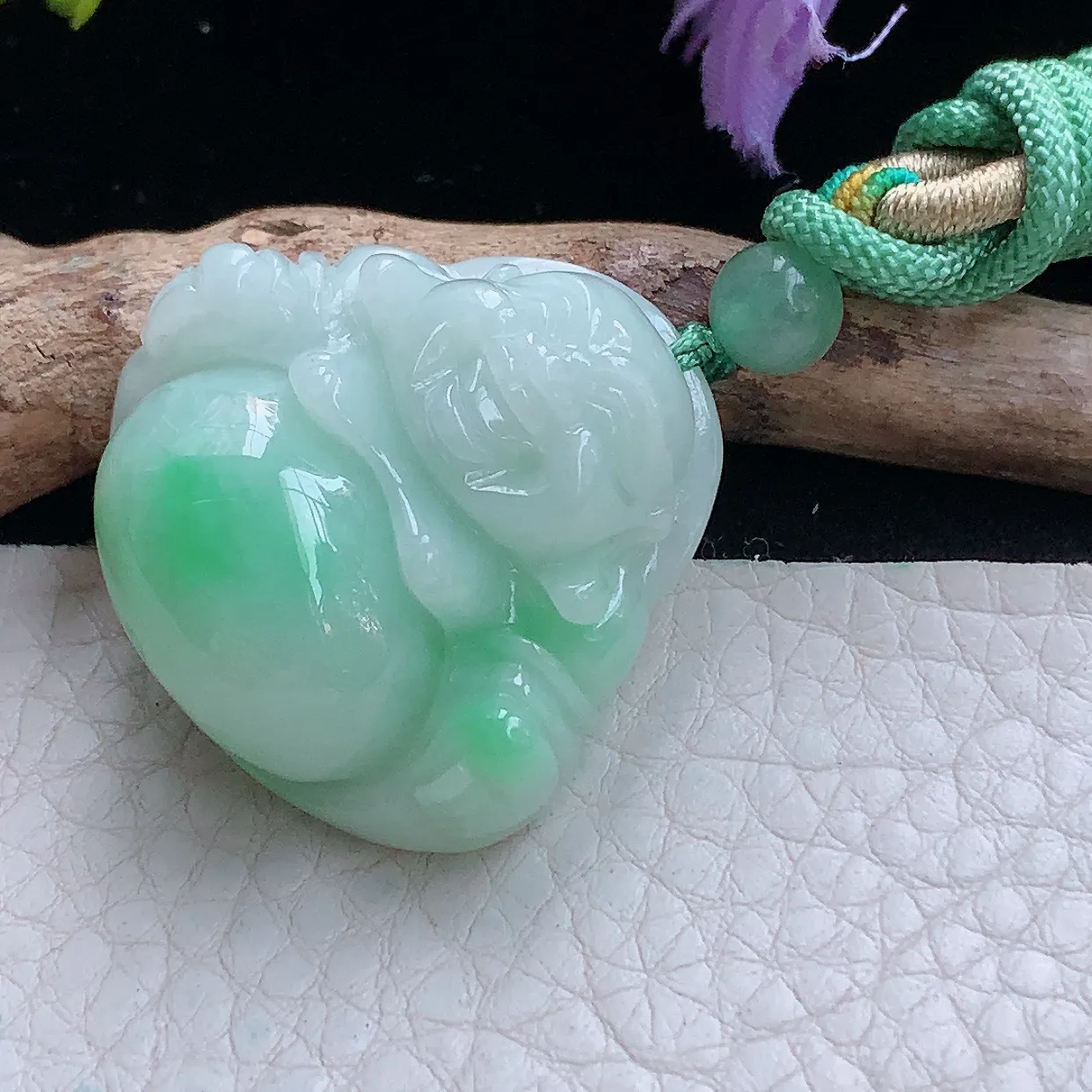 zen实拍30.5*31.8*12.6缅甸翡翠清爽饱满佛公 弥勒佛玉挂件