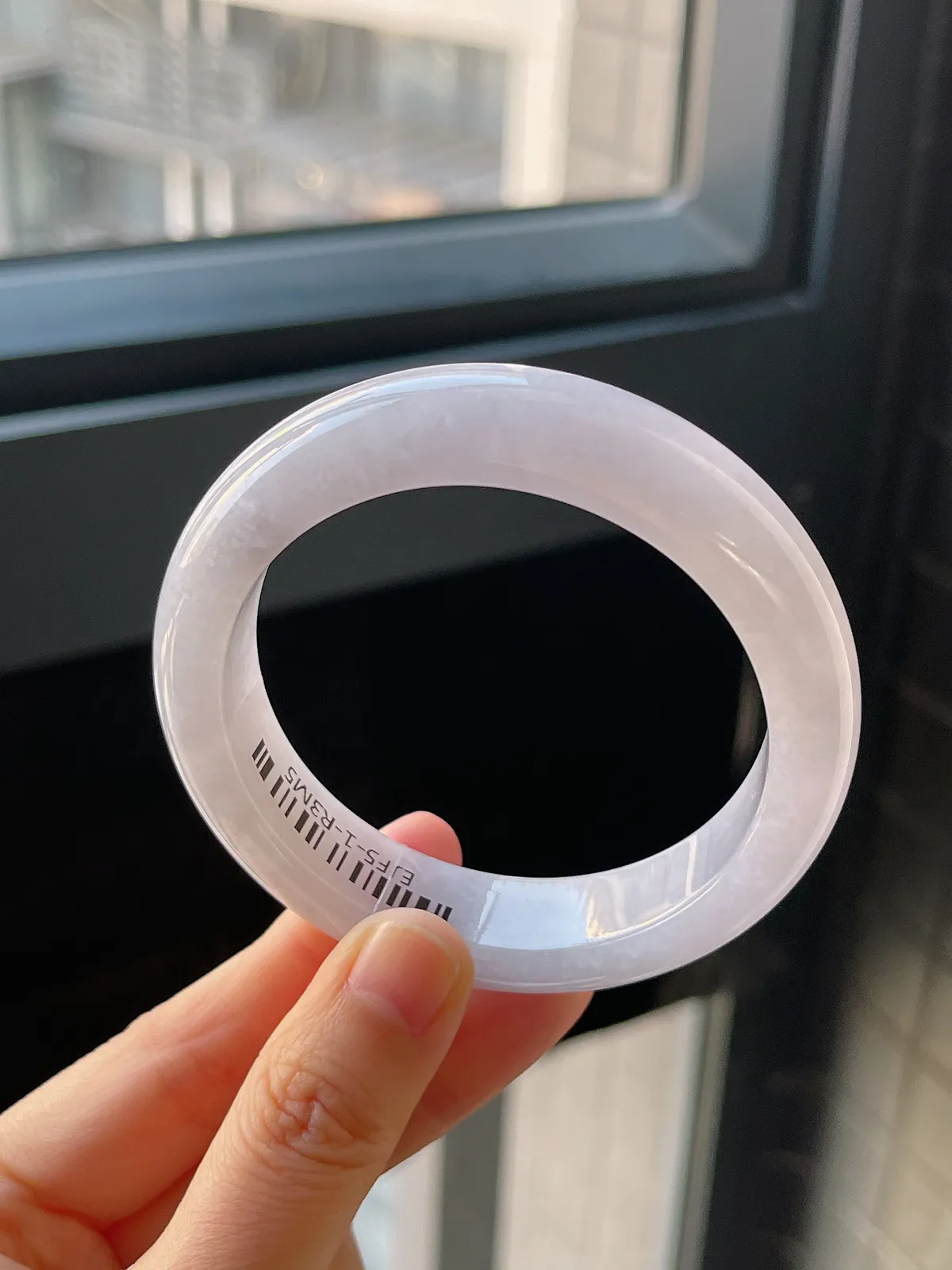 正圈56.4圈口，翡翠糯化种淡紫色手镯