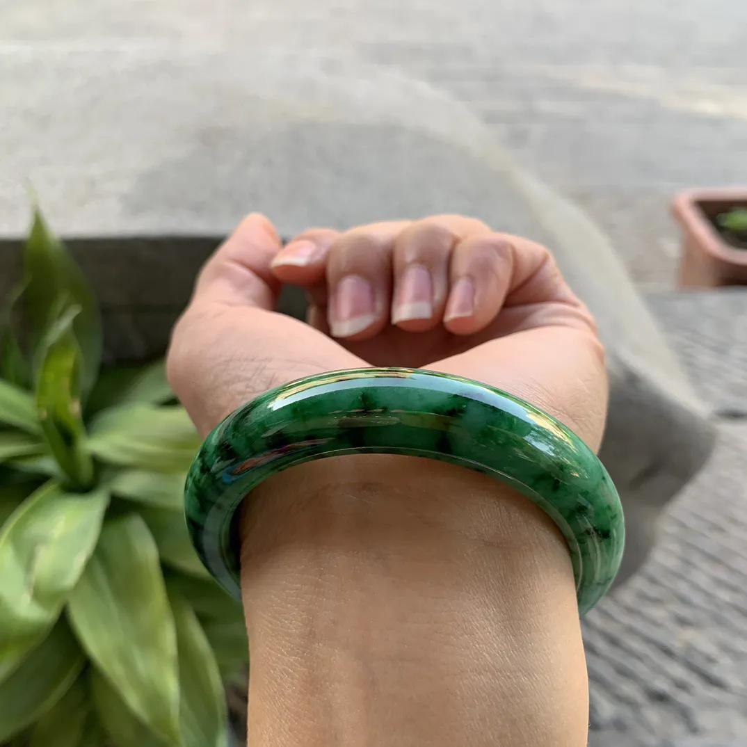 小圈口 53-12.6-8.4【满绿正圈手镯】正圈53 54可戴