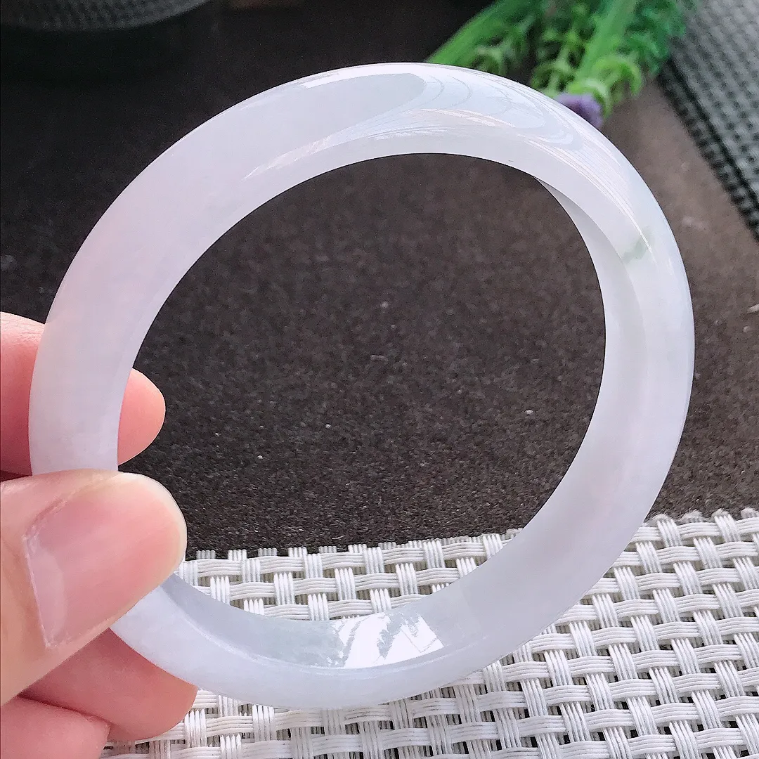 实拍A货翡翠61/12.2/8.1老坑冰透起胶大圈口飘花手镯宽边玉镯手环