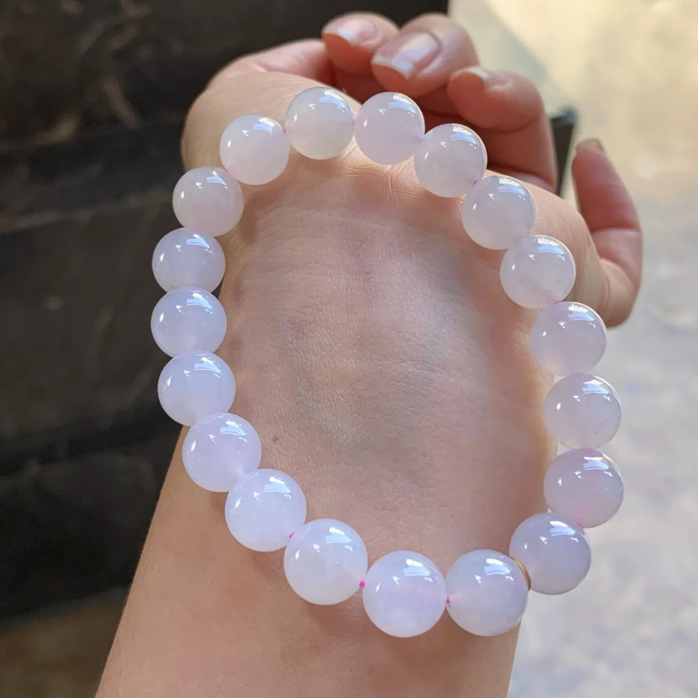 冰种粉紫手串^_^清新 水润