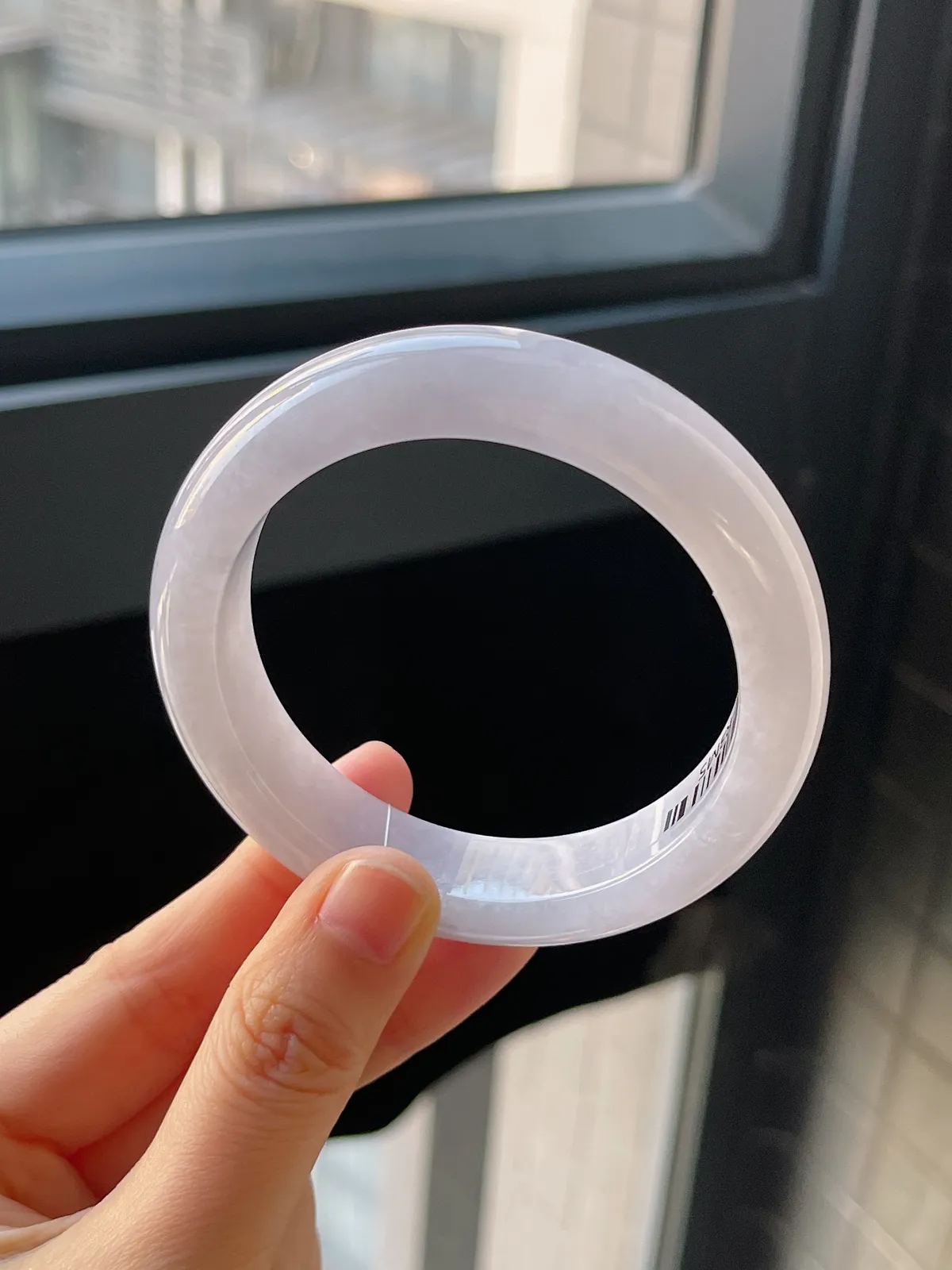 正圈56.4圈口，翡翠糯化种淡紫色手镯