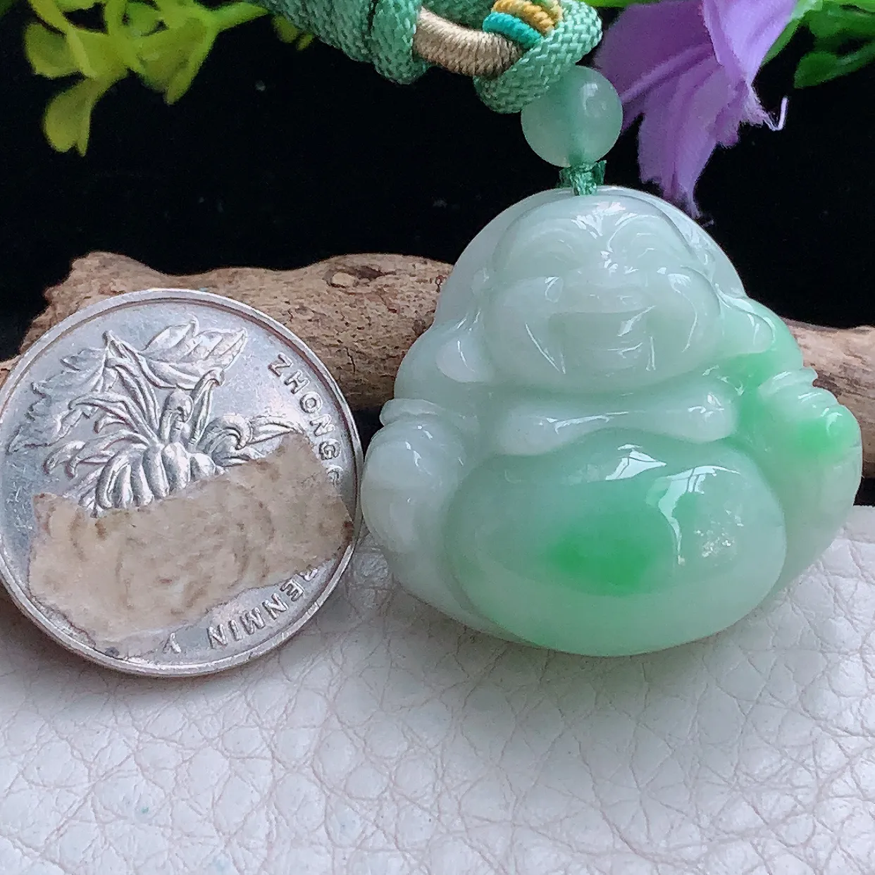 zen实拍30.5*31.8*12.6缅甸翡翠清爽饱满佛公 弥勒佛玉挂件