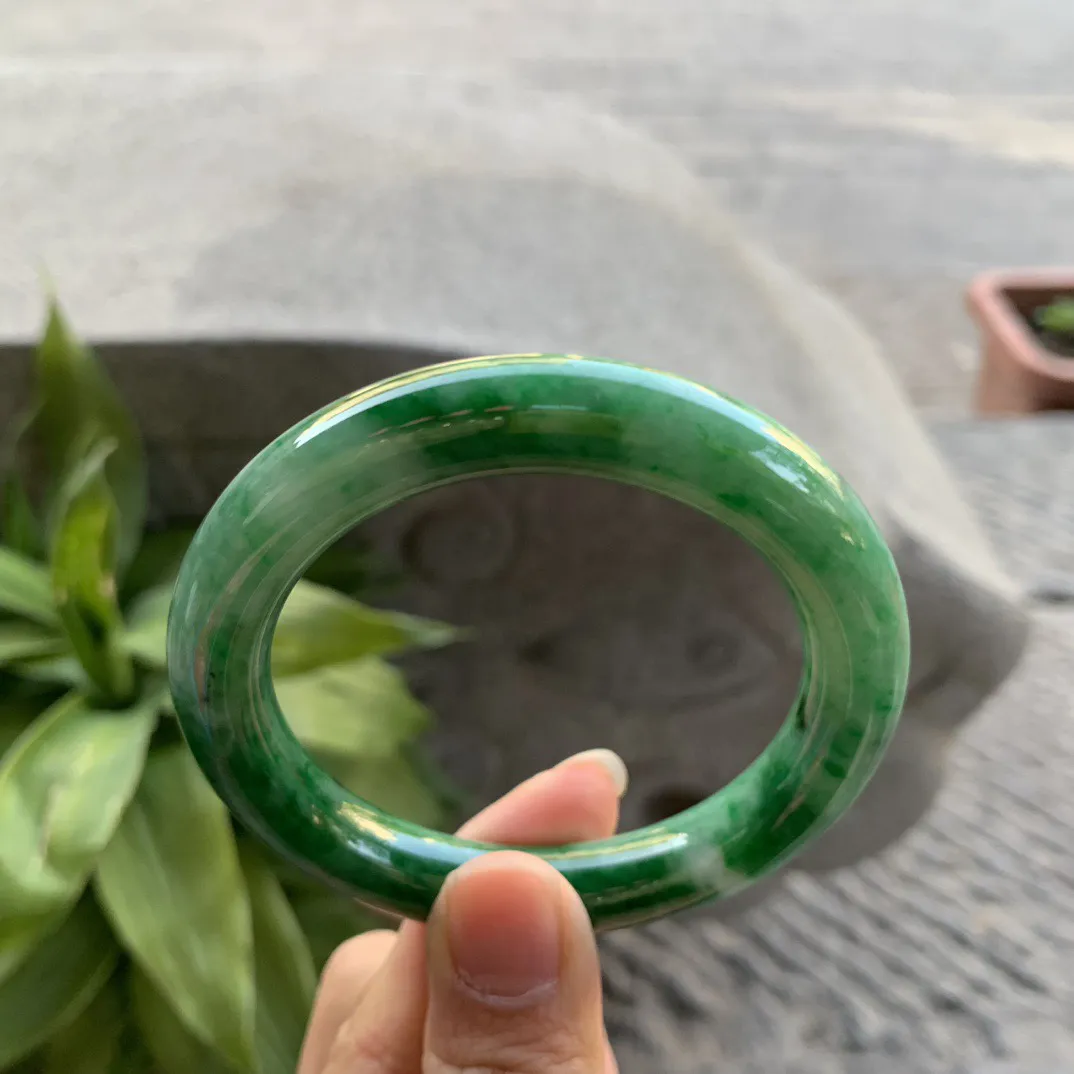 圈口 54.7-10.5【满绿圆条手镯】圆条54 55可戴