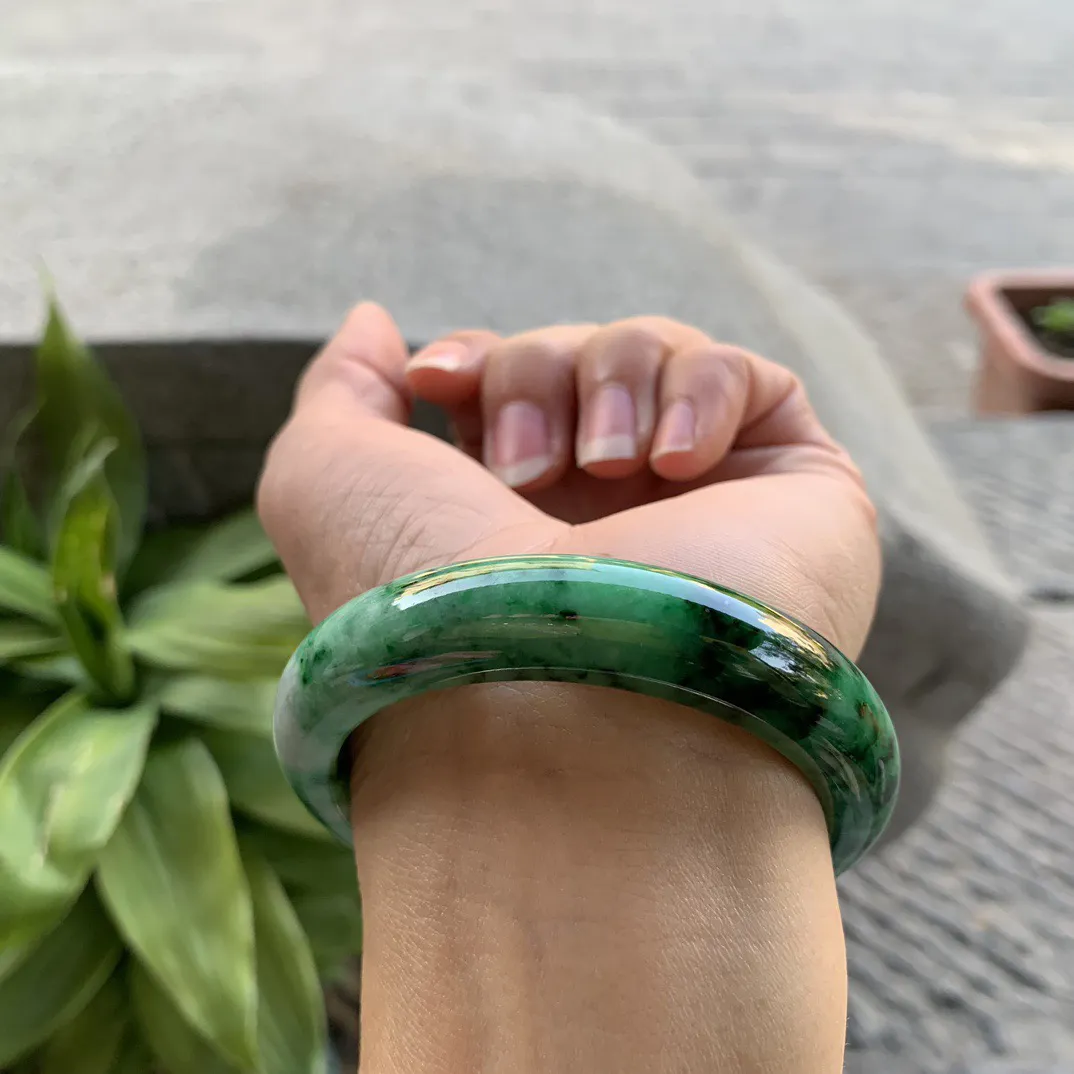 小圈口 53-12.6-8.4【满绿正圈手镯】正圈53 54可戴