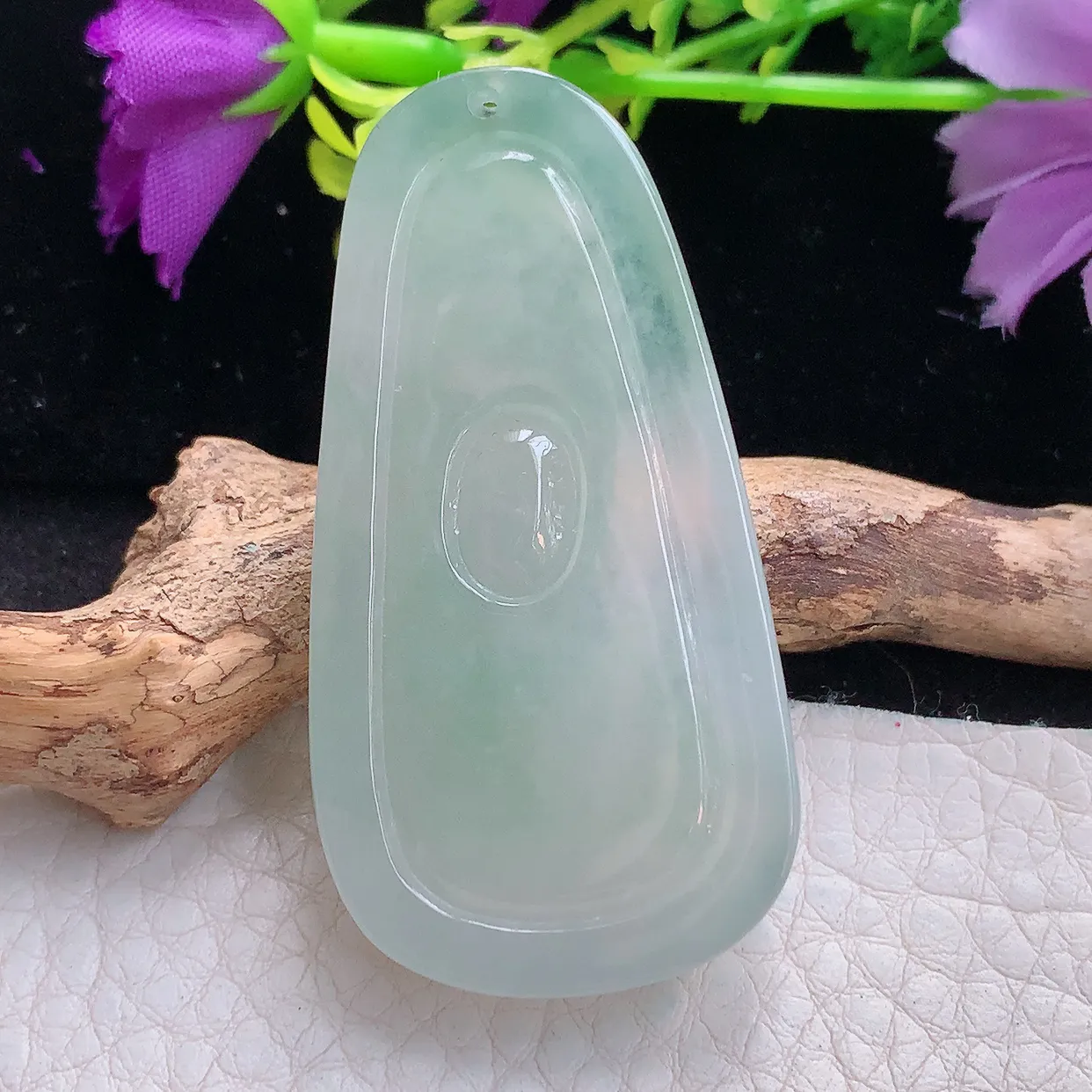 lz实拍51.6*27*8缅甸翡翠精雕冰晴观音首 赐福观音玉项坠 玉挂件