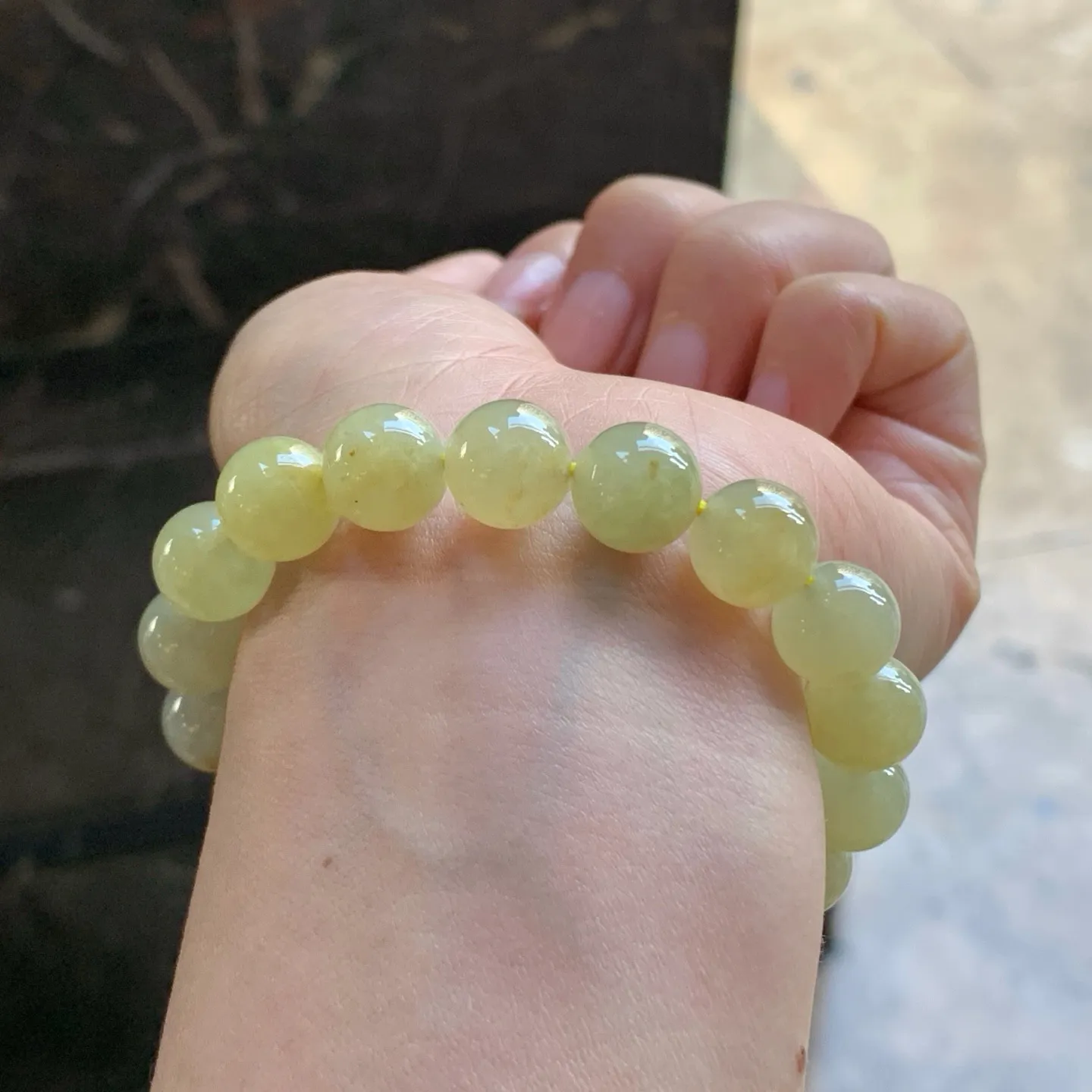 黄翡手串^_^种水足 鲜艳好看