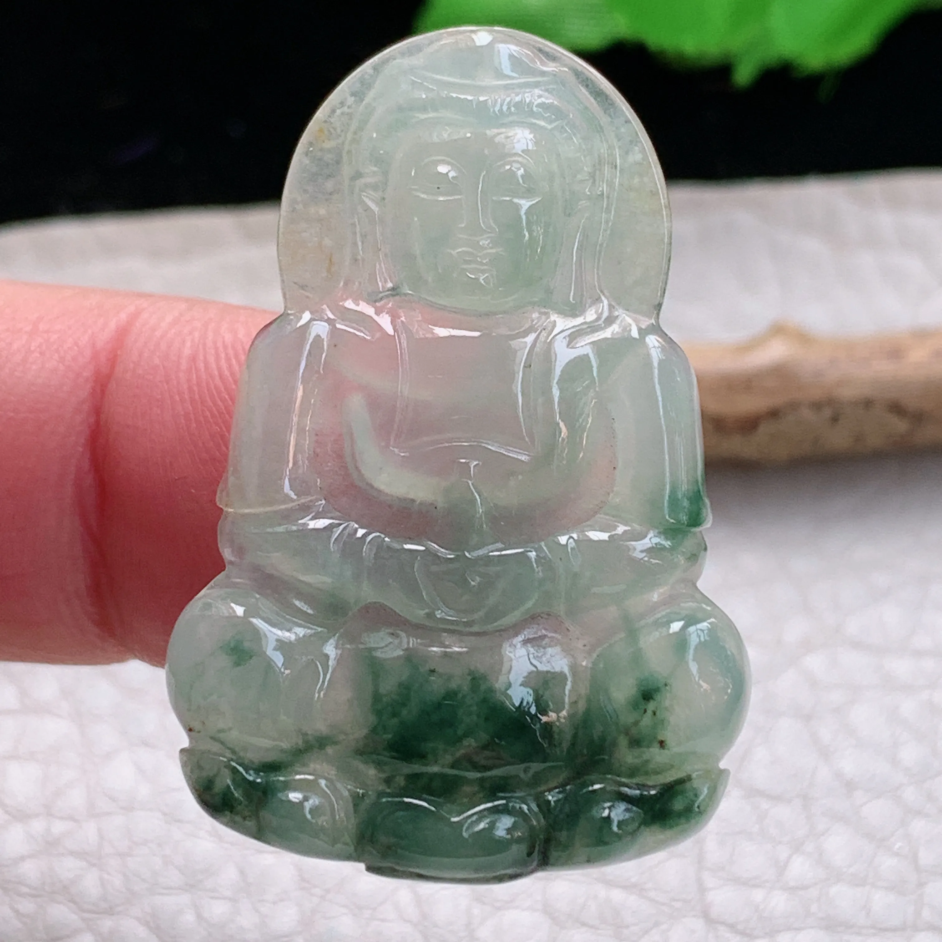 ajj实拍38.8*26.5*3.8缅甸翡翠飘花小观音吊坠