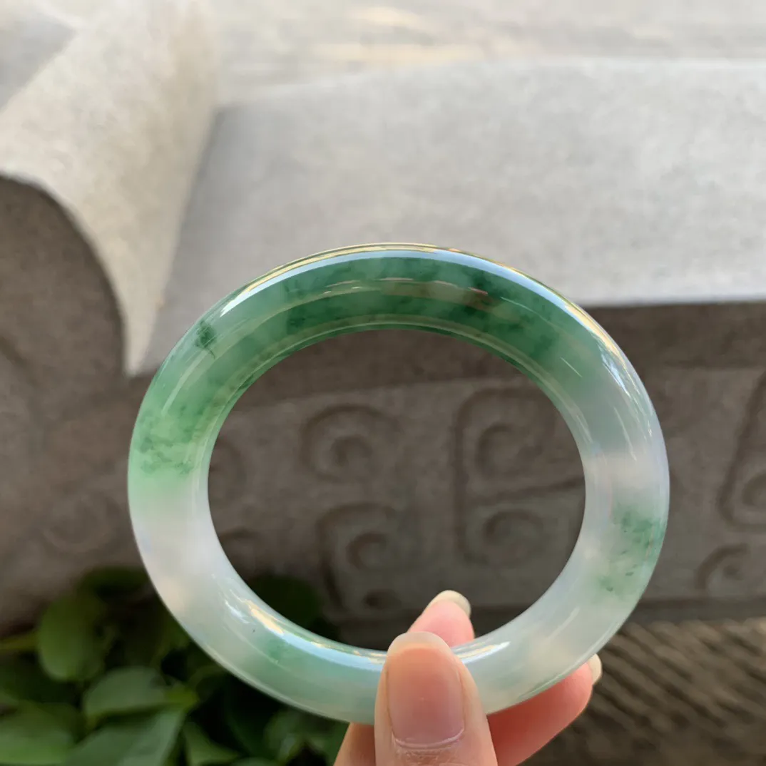 圈口55.7-11.2 【冰辣绿圆条手镯】圆条55 56可戴