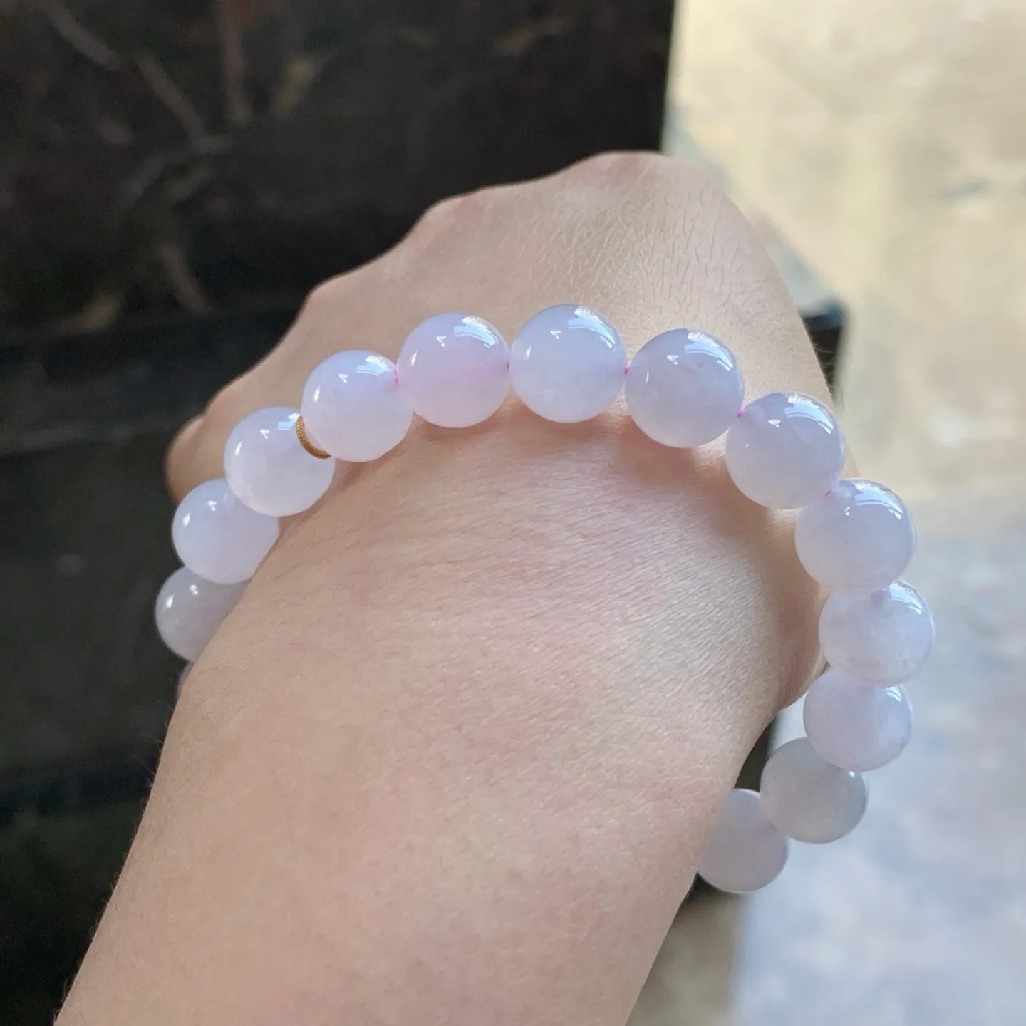 冰种粉紫手串^_^清新 水润