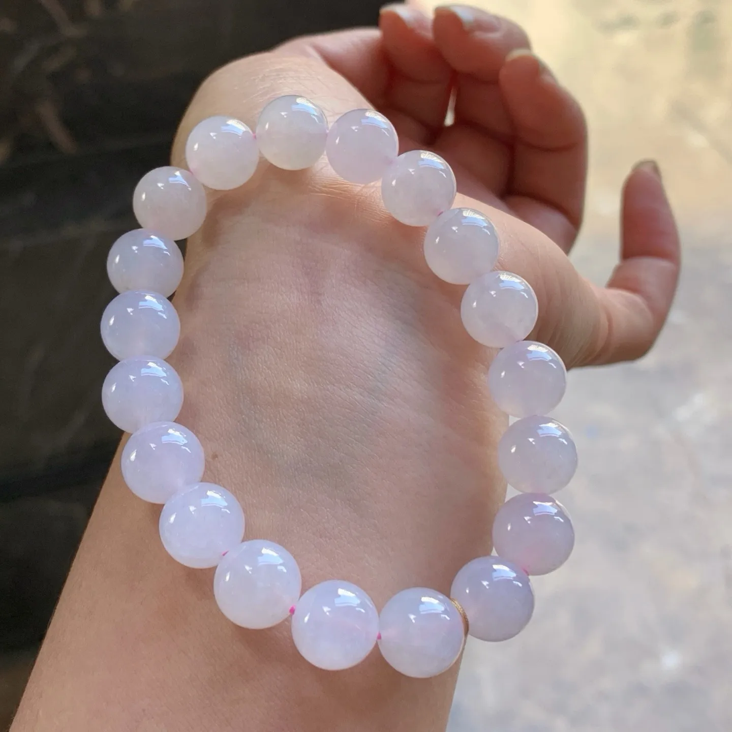 冰种粉紫手串^_^清新 水润