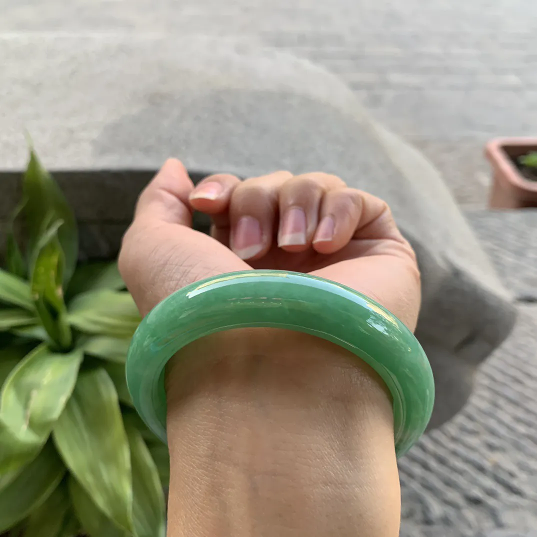 圈口 54.8-12.7-9【满绿正圈手镯】  正圈54 55可戴