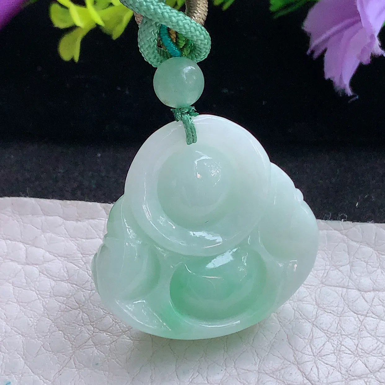 zen实拍30.5*31.8*12.6缅甸翡翠清爽饱满佛公 弥勒佛玉挂件