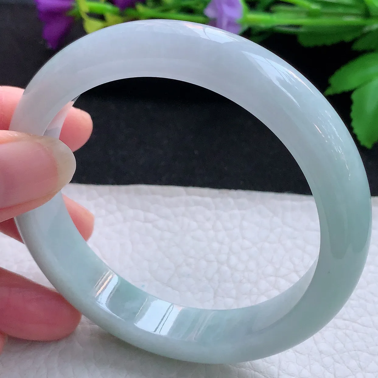 xc大圈口61.5*13*8.8平安镯 天然缅甸翡翠玉手镯三彩宽边玉手环