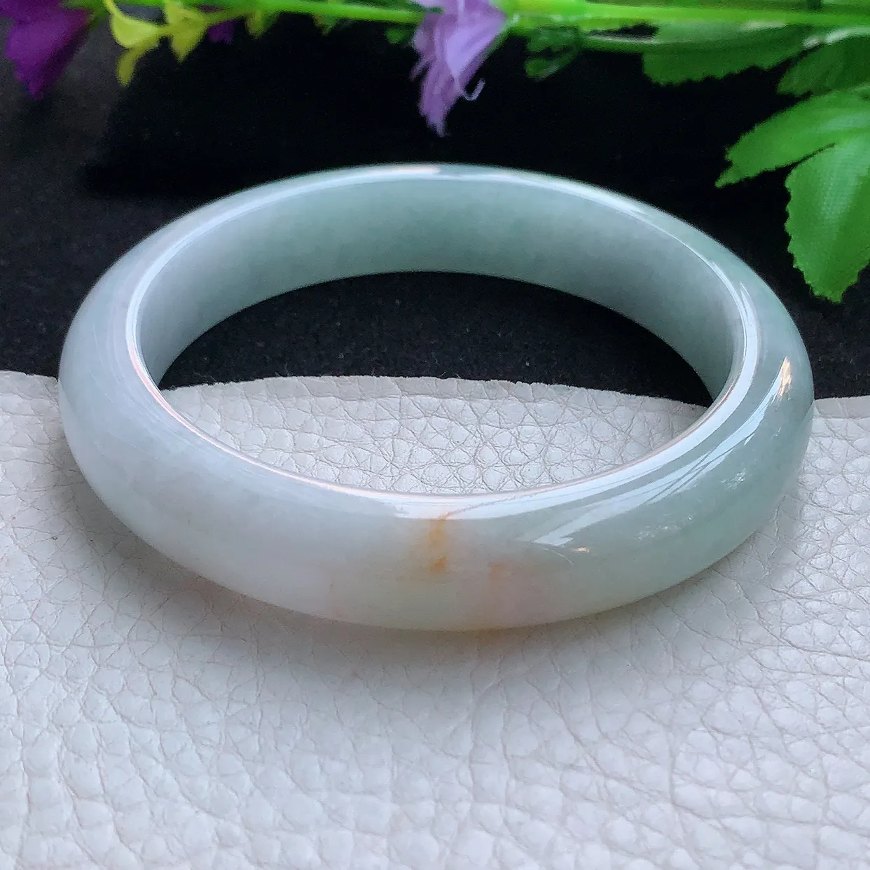 xc大圈口61.5*13*8.8平安镯 天然缅甸翡翠玉手镯三彩宽边玉手环