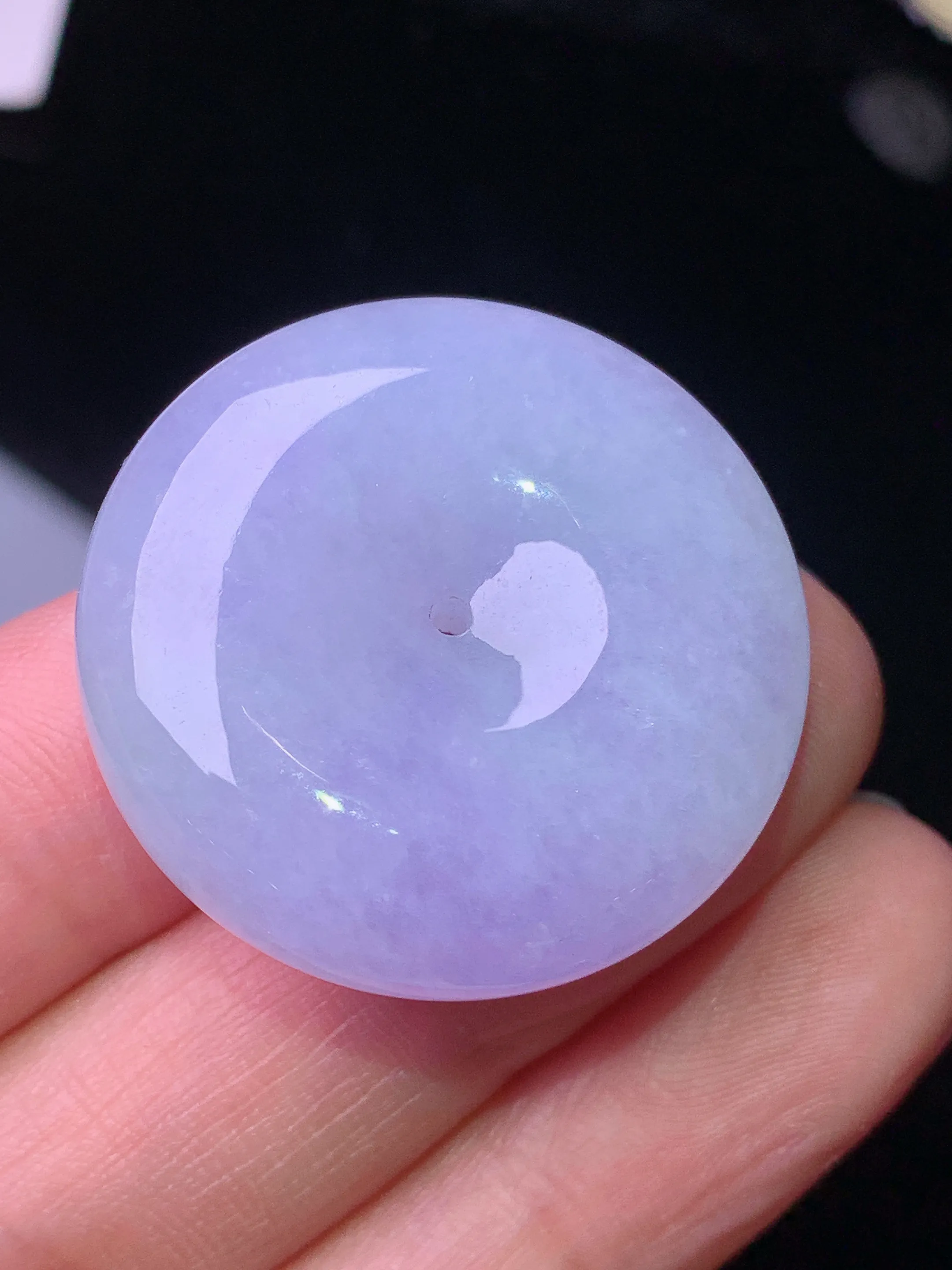 淡紫罗兰平安扣吊坠 玉质细腻 色泽艳丽清新 整体尺寸29.3*8.6