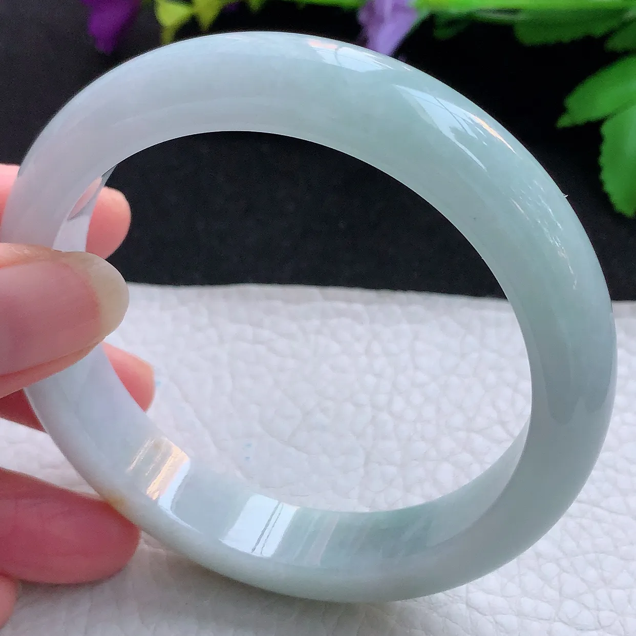 xc大圈口61.5*13*8.8平安镯 天然缅甸翡翠玉手镯三彩宽边玉手环