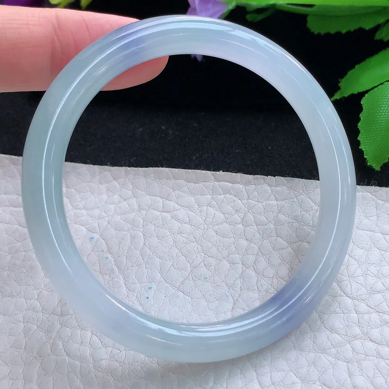 yh小圈口53*6.8*7.8美人镯 天然缅甸翡翠玉手镯冰紫秀气圆条玉手环 叮当镯