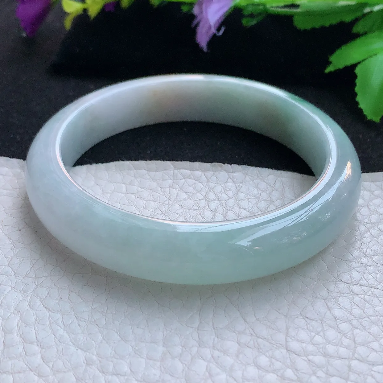 xc大圈口61.5*13*8.8平安镯 天然缅甸翡翠玉手镯三彩宽边玉手环