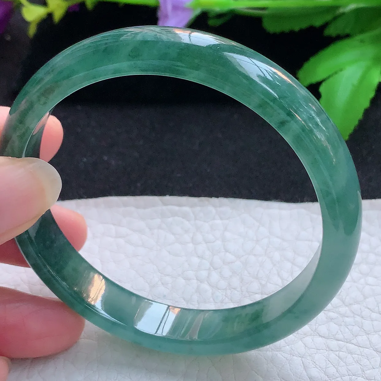 yh实拍59*11.5*6.8平安镯 天然缅甸翡翠玉手镯蓝宽边玉手环
