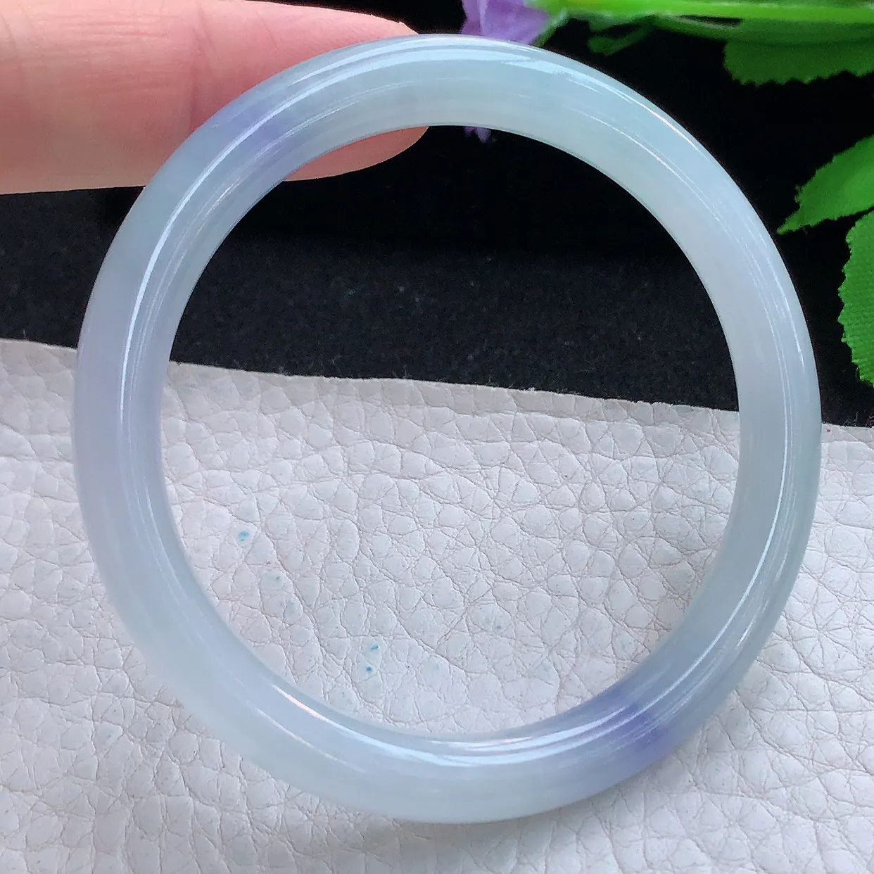 yh小圈口53*6.8*7.8美人镯 天然缅甸翡翠玉手镯冰紫秀气圆条玉手环 叮当镯