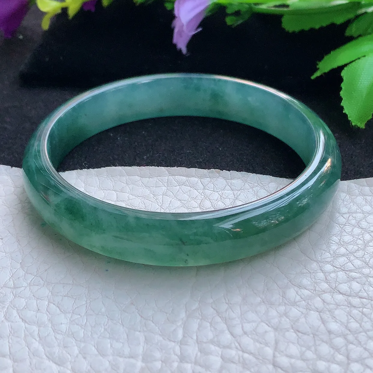 yh实拍59*11.5*6.8平安镯 天然缅甸翡翠玉手镯蓝宽边玉手环