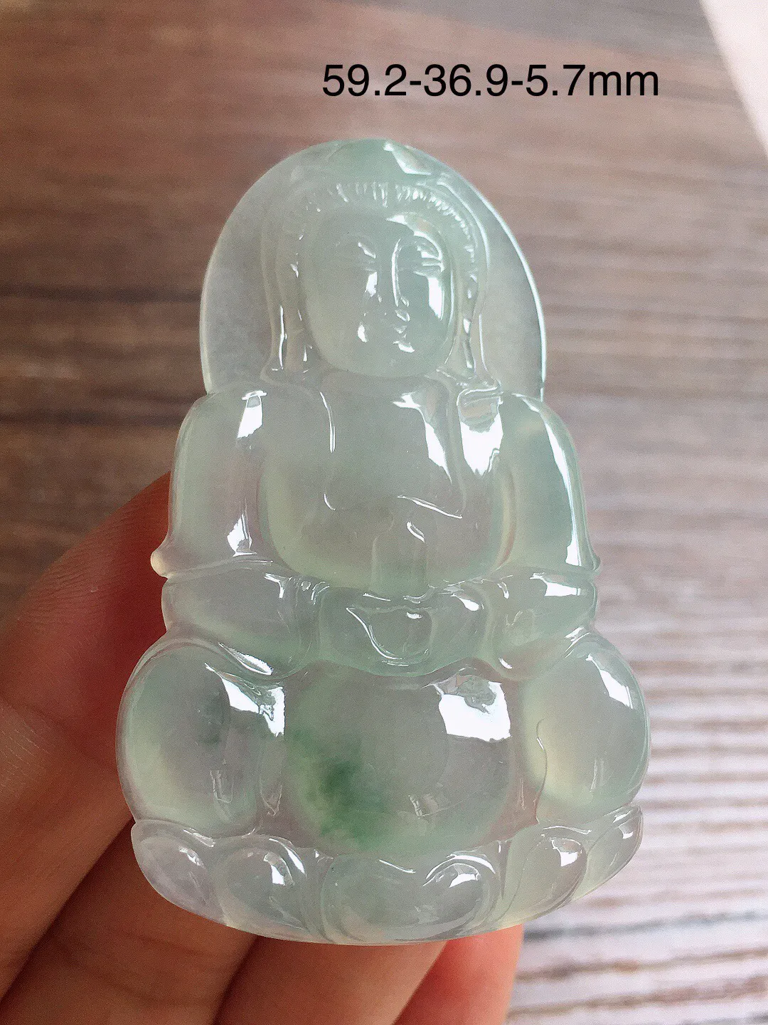 冰飘花观音，冰润细腻，品相好，种水足，001 尺寸59.2*36.9*5.7