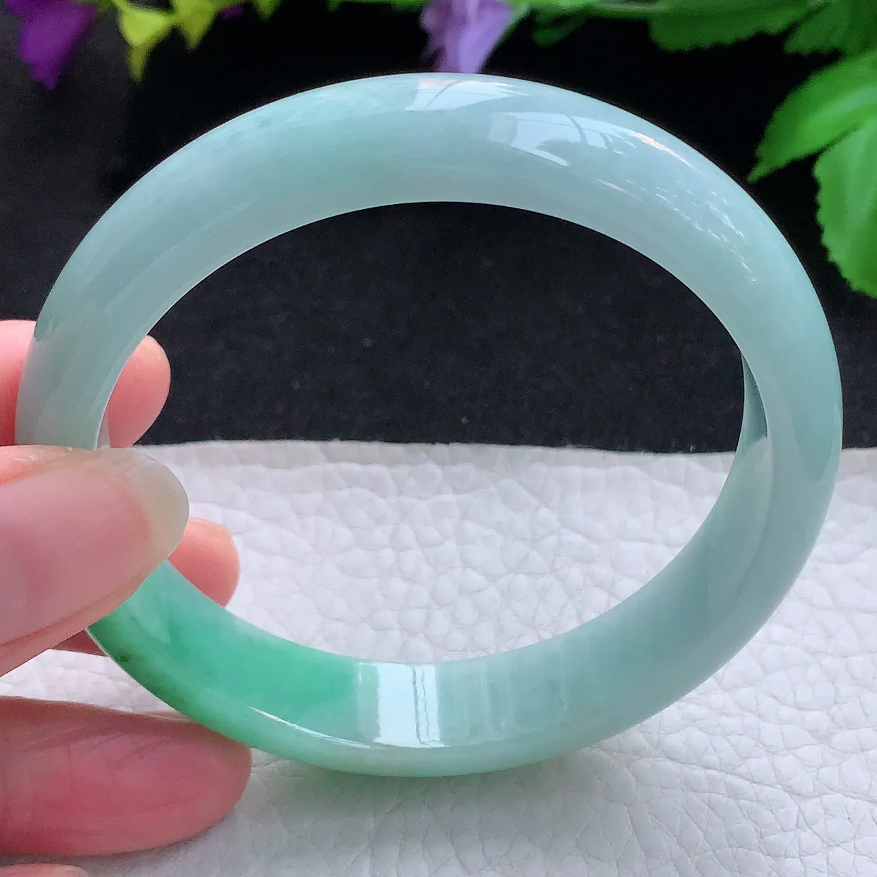 nr实拍58*13*7.2平安镯 天然缅甸翡翠玉手镯辣绿珠宝宽边玉手环