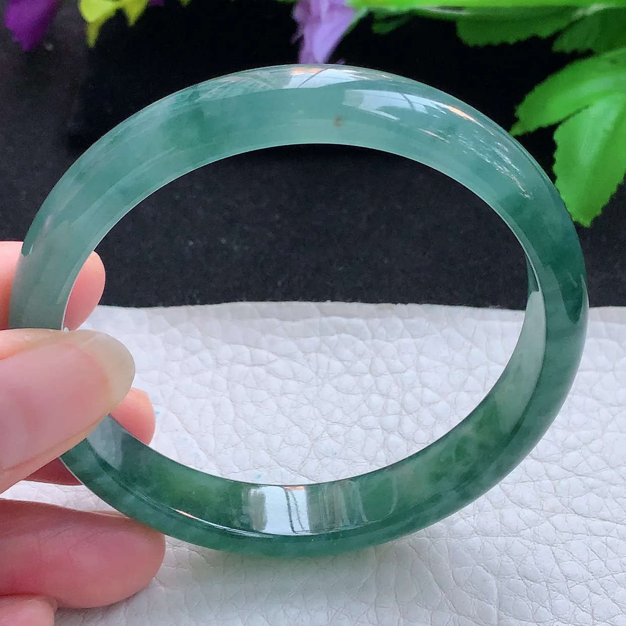 yh实拍59*11.5*6.8平安镯 天然缅甸翡翠玉手镯蓝宽边玉手环