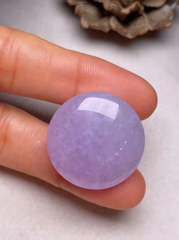冰糯种紫罗兰【蛋面】吊坠，种水好，玉质细腻 ，卖相好‘