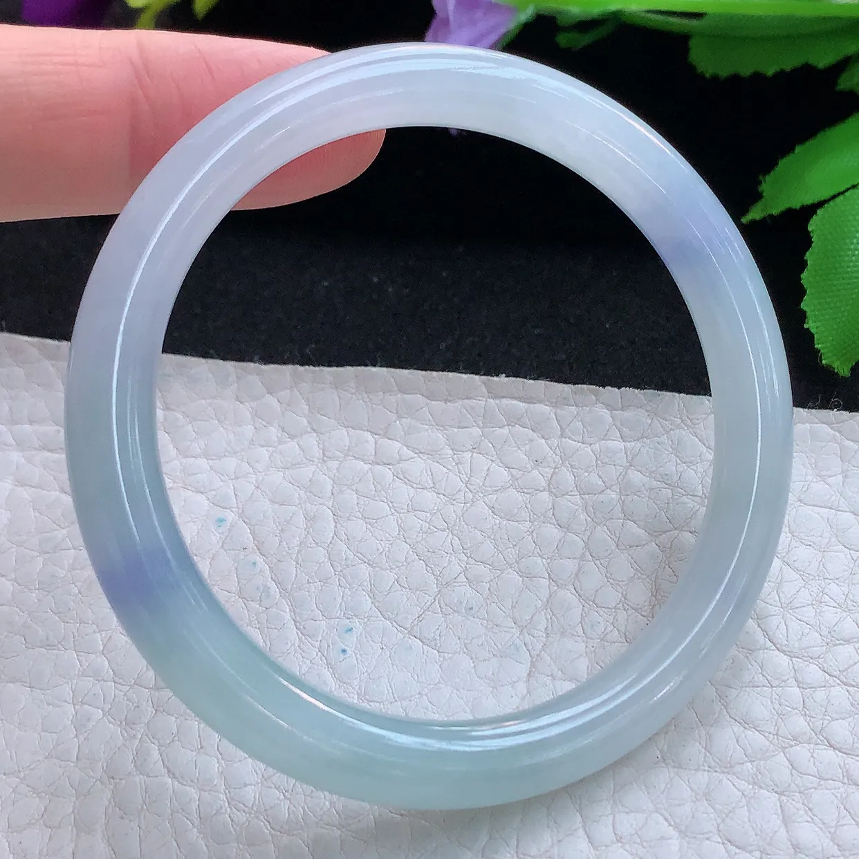 yh小圈口53*6.8*7.8美人镯 天然缅甸翡翠玉手镯冰紫秀气圆条玉手环 叮当镯