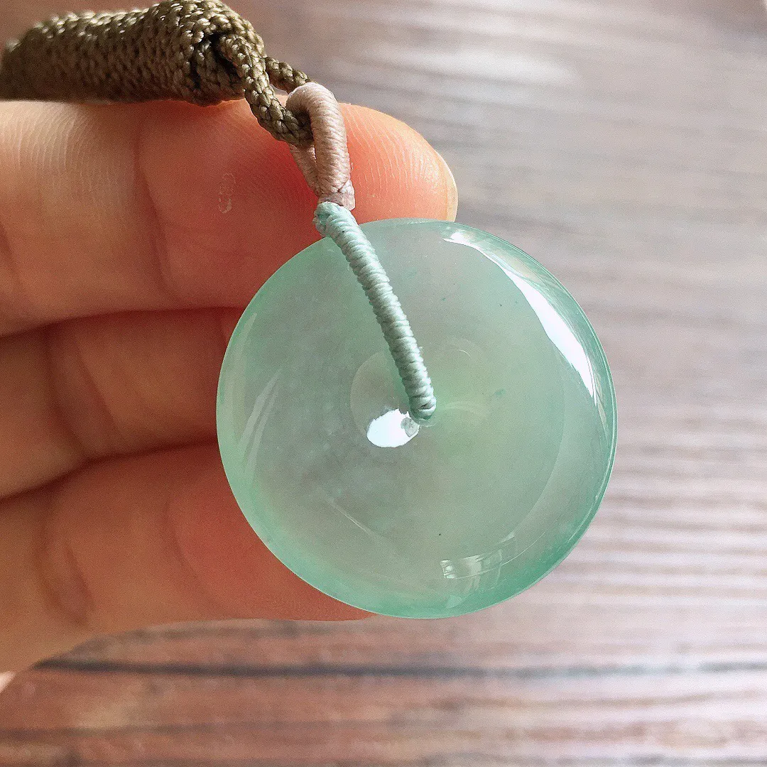 冰晴底平安扣，冰冰润润，玉质细腻，种水足，001 尺寸27*5.7