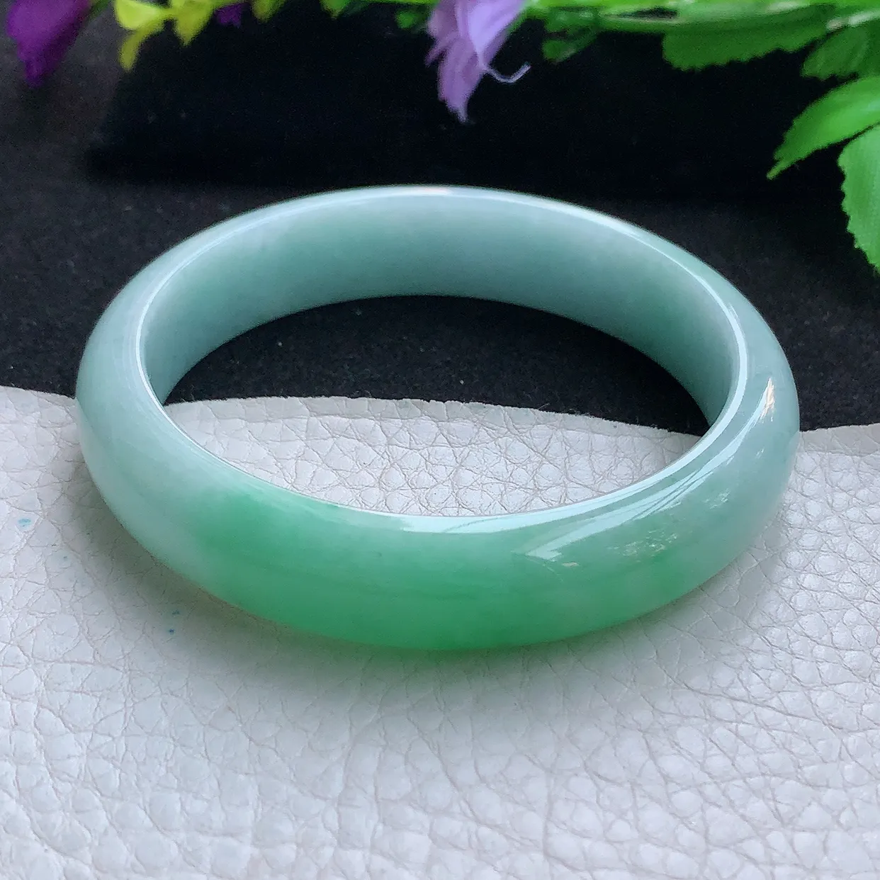 nr实拍58*13*7.2平安镯 天然缅甸翡翠玉手镯辣绿珠宝宽边玉手环