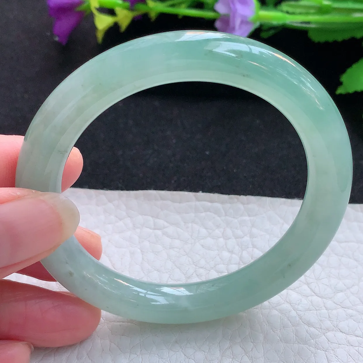 xc实拍54*9.7*9.2美人镯 天然缅甸翡翠玉手镯冰晴圆条玉手环 叮当镯