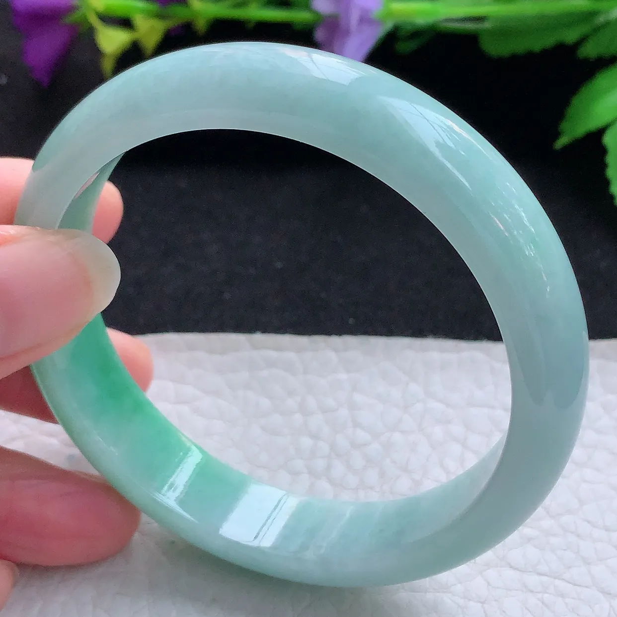 nr实拍58*13*7.2平安镯 天然缅甸翡翠玉手镯辣绿珠宝宽边玉手环