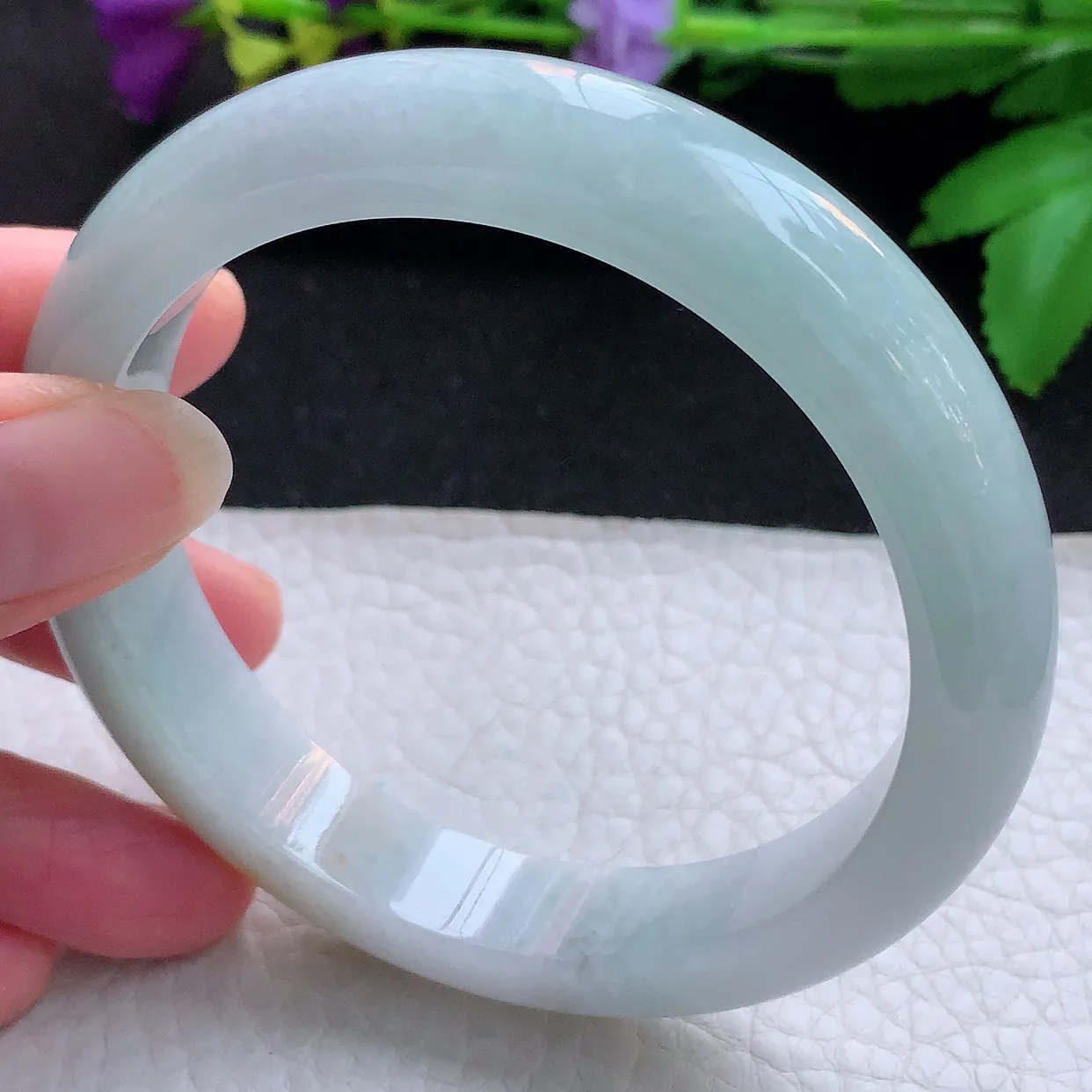 xc大圈口61.5*13*8.8平安镯 天然缅甸翡翠玉手镯三彩宽边玉手环