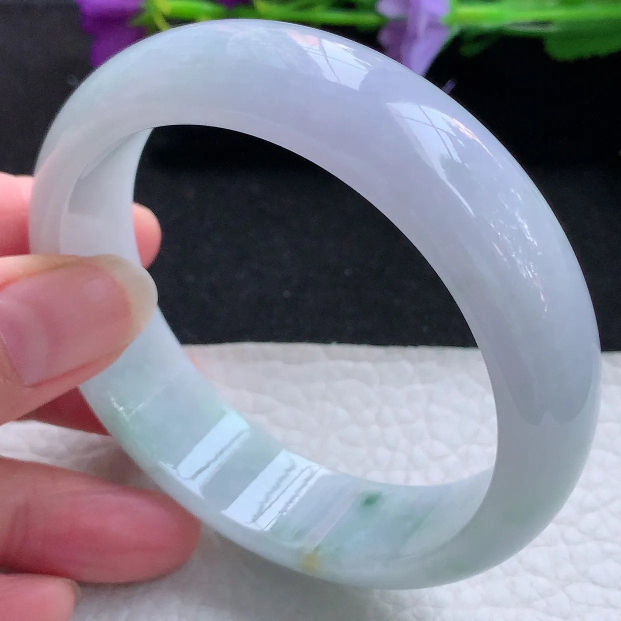 nr实拍59*16.8*8轮胎镯 天然缅甸翡翠玉手镯春带彩珠宝宽边玉手环