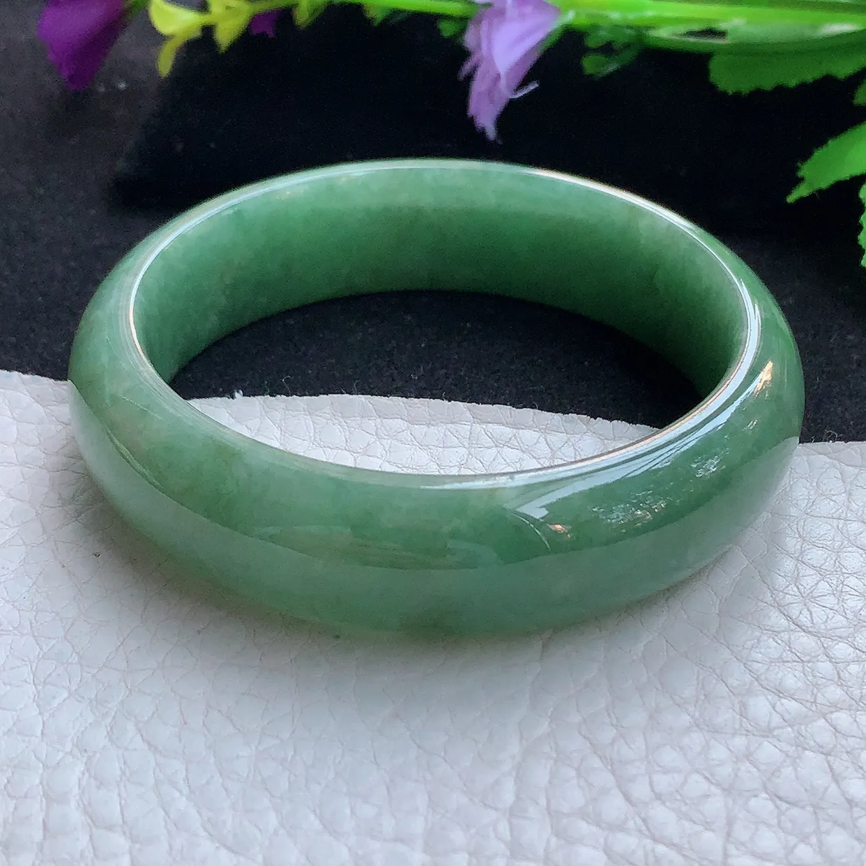 n实拍56.5*16*8轮胎镯 天然缅甸翡翠玉手镯满绿大气宽边玉手环