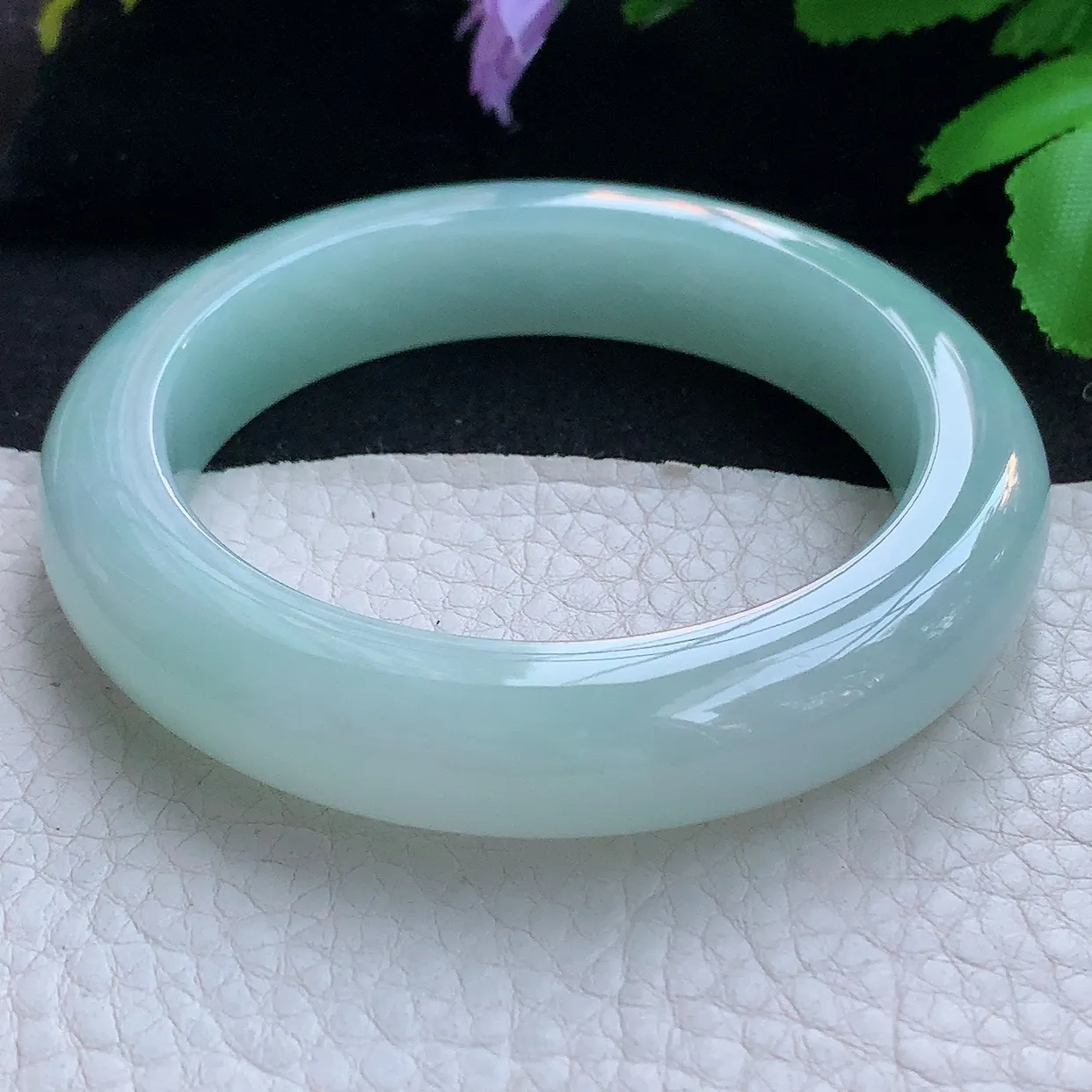 js实拍55*12.8*10平安镯 天然缅甸翡翠玉手镯甜绿厚装宽边玉手环