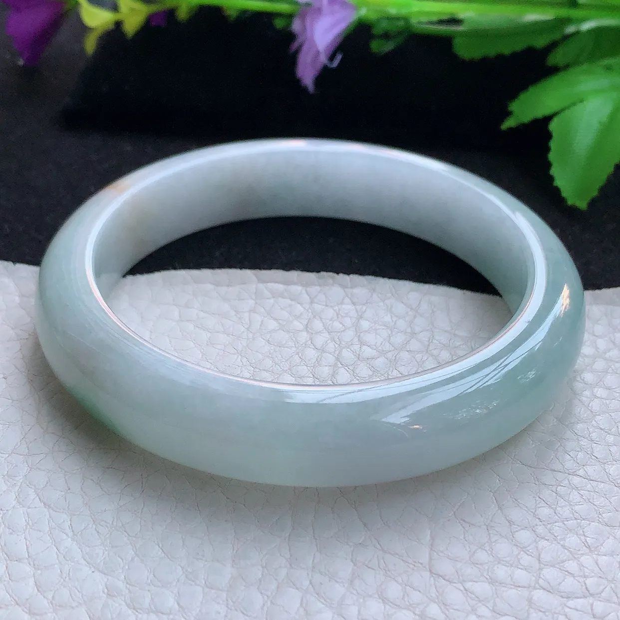 xc大圈口61.5*13*8.8平安镯 天然缅甸翡翠玉手镯三彩宽边玉手环