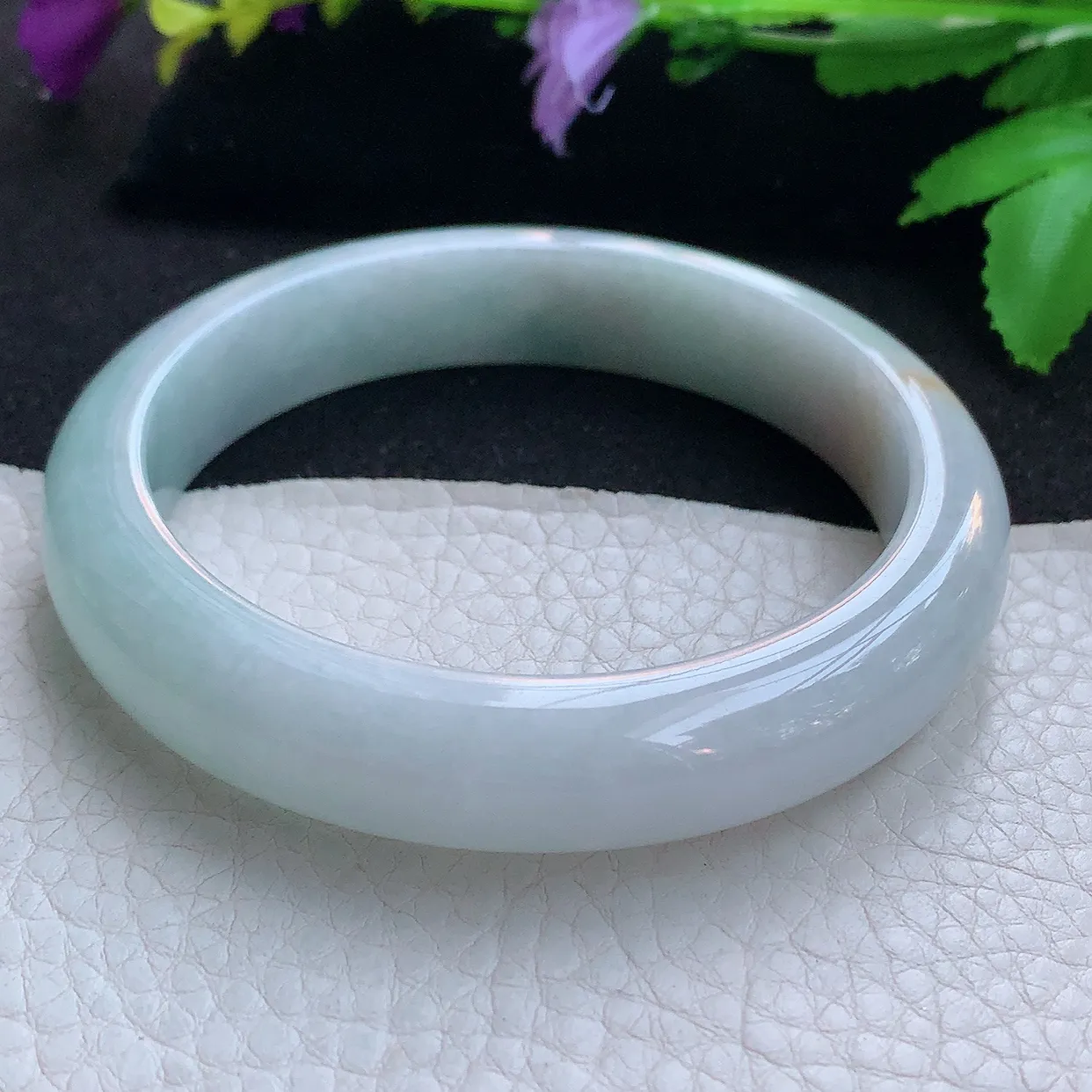 xc大圈口61.5*13*8.8平安镯 天然缅甸翡翠玉手镯三彩宽边玉手环