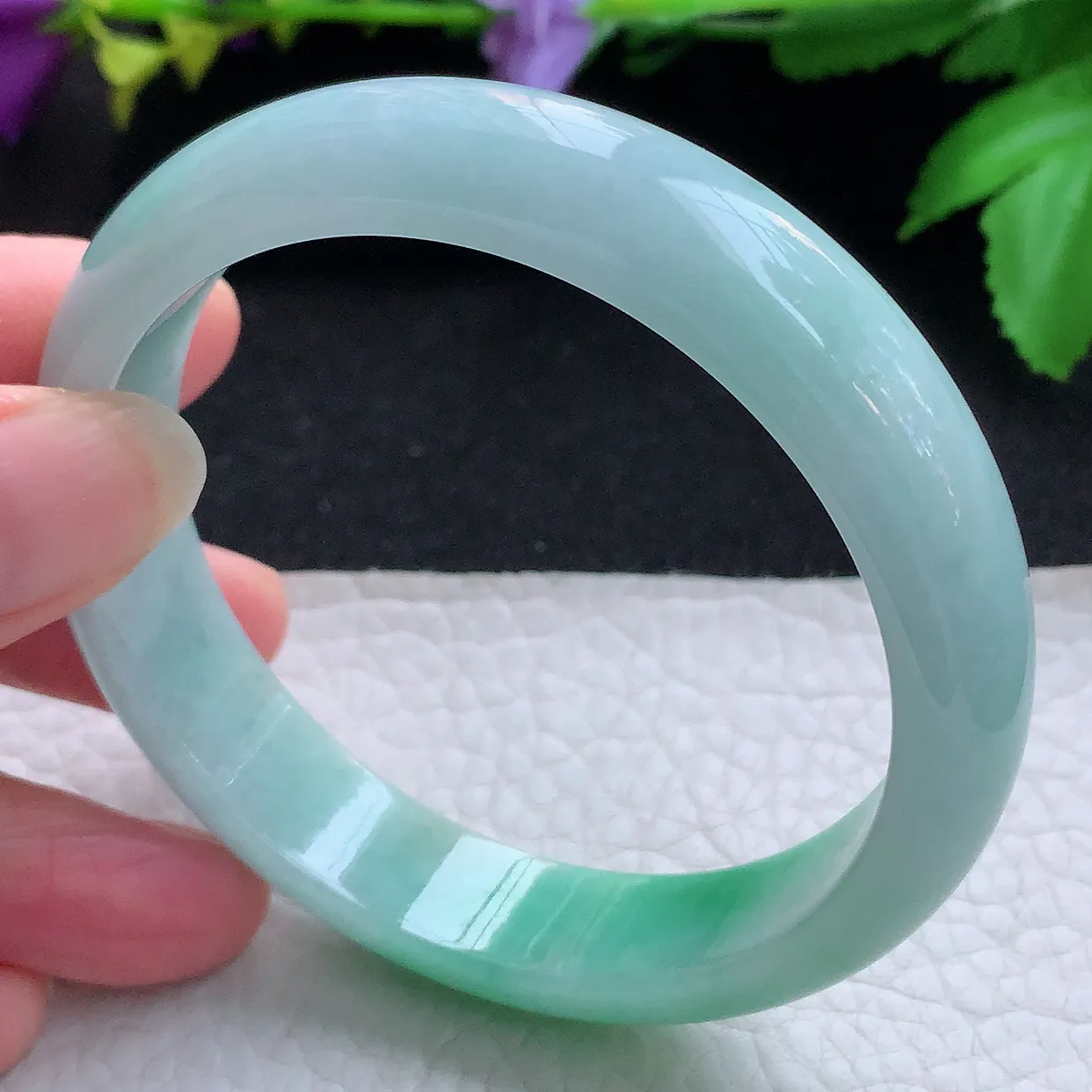 nr实拍58*13*7.2平安镯 天然缅甸翡翠玉手镯辣绿珠宝宽边玉手环