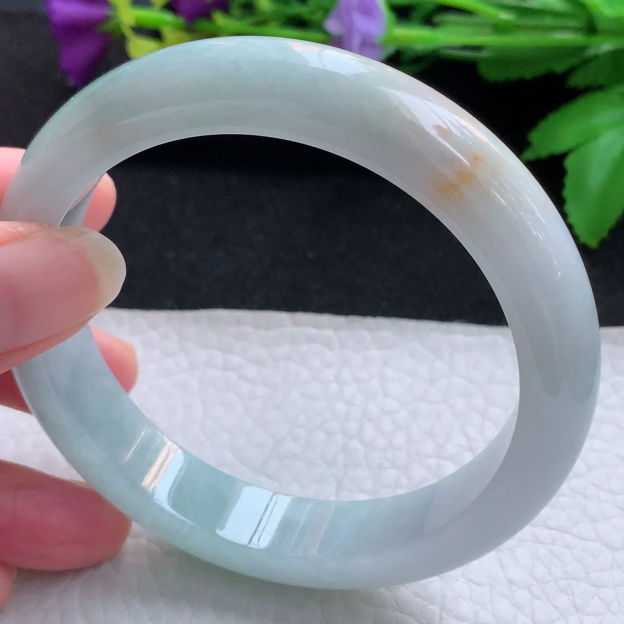 xc大圈口61.5*13*8.8平安镯 天然缅甸翡翠玉手镯三彩宽边玉手环