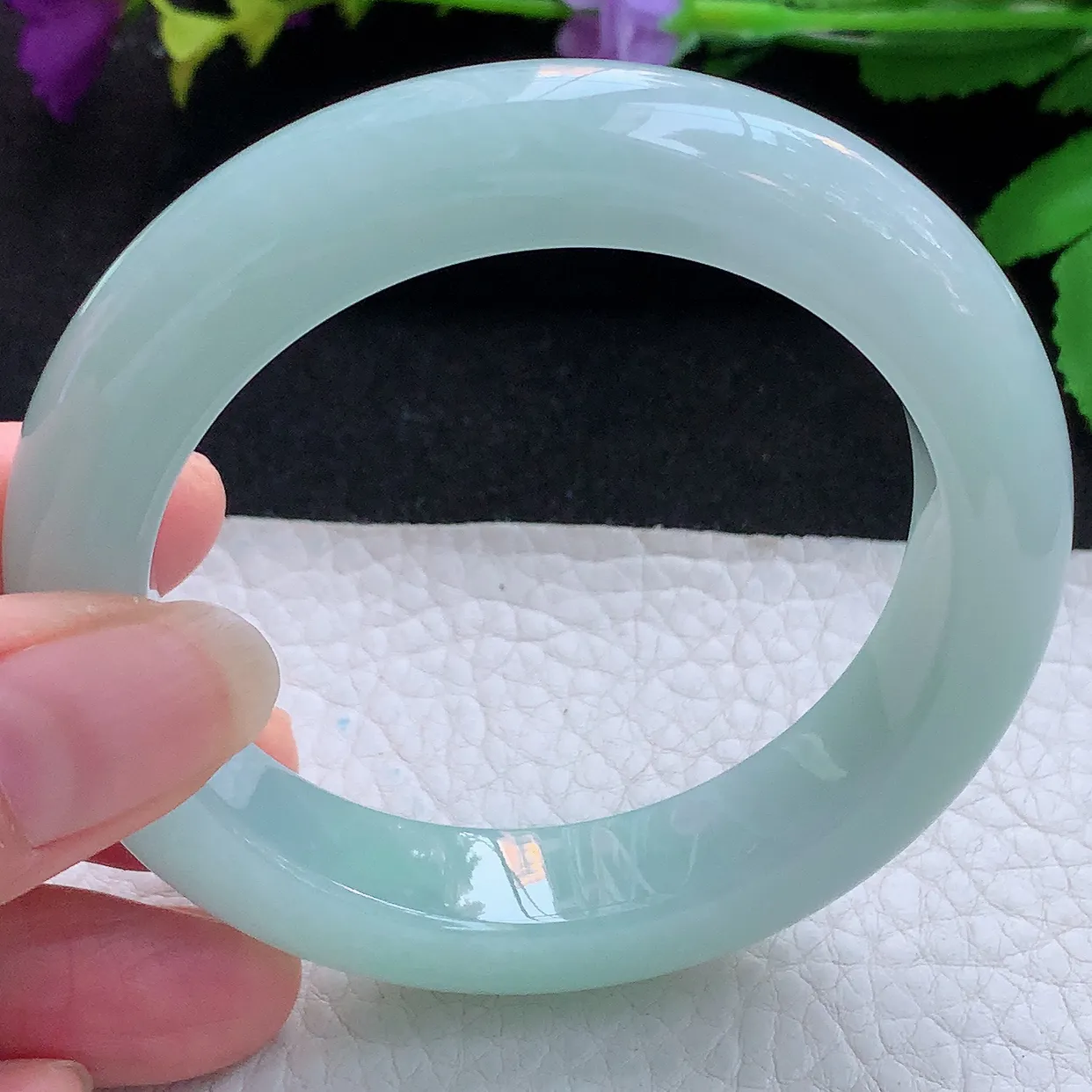 js实拍55*12.8*10平安镯 天然缅甸翡翠玉手镯甜绿厚装宽边玉手环