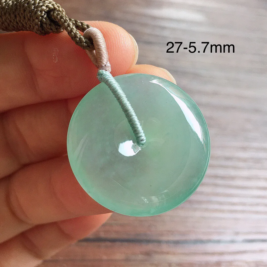 冰晴底平安扣，冰冰润润，玉质细腻，种水足，001 尺寸27*5.7