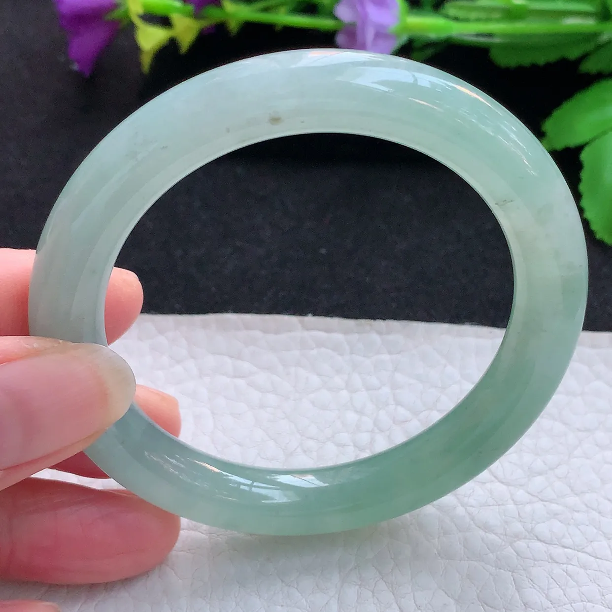 xc实拍54*9.7*9.2美人镯 天然缅甸翡翠玉手镯冰晴圆条玉手环 叮当镯