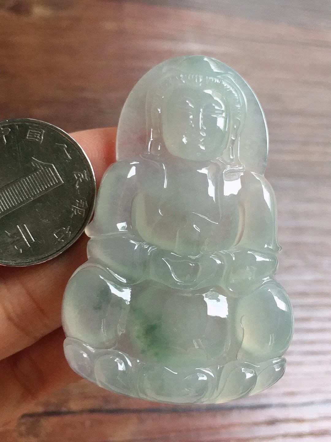 冰飘花观音，冰润细腻，品相好，种水足，001 尺寸59.2*36.9*5.7