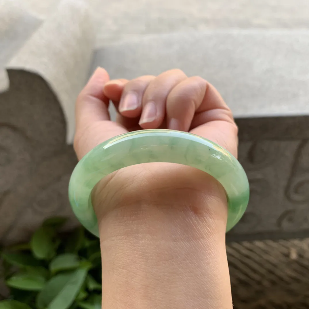 圈口 55.3-12.5-8.6【芙蓉绿正圈手镯】正圈55 56可戴