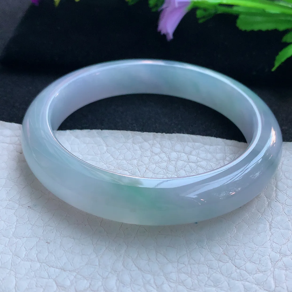 r实拍57.5*11.5*8.2平安镯 天然缅甸翡翠玉手镯冰蓝韵宽边玉手环